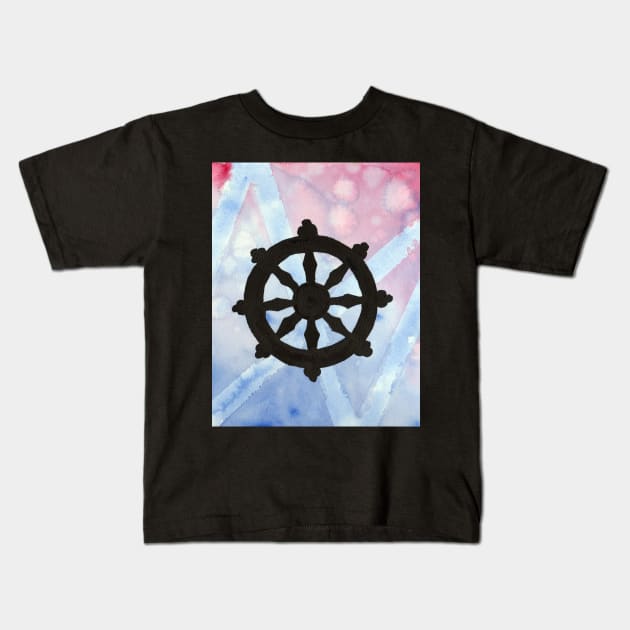 Wheel of Dharma Kids T-Shirt by lindaursin